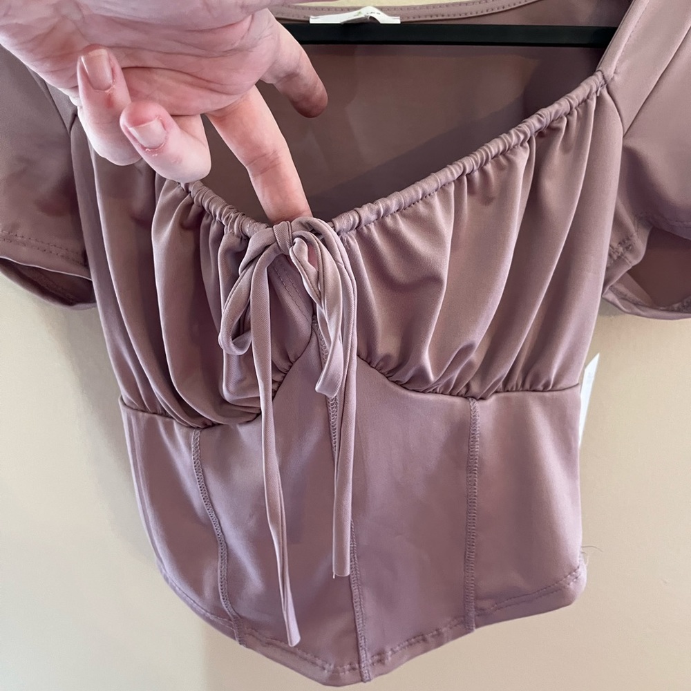 NWOT Silky purple crop top, makes boobs look great - Picture 2 of 4